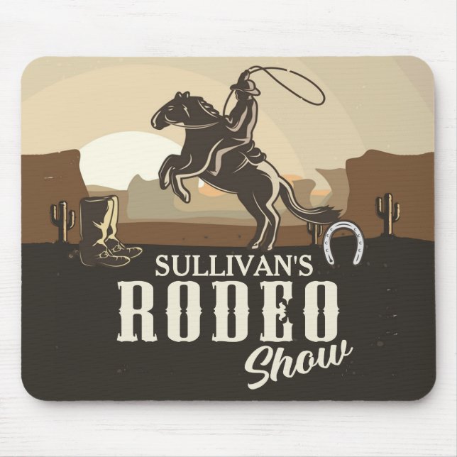 Mousepad Lasso Roundup ADD NAME Western Rodeo Show (Frente)