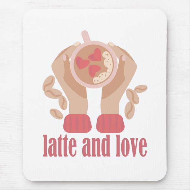 Mousepad Latite e xícara de amor, mãos e café (Frente)