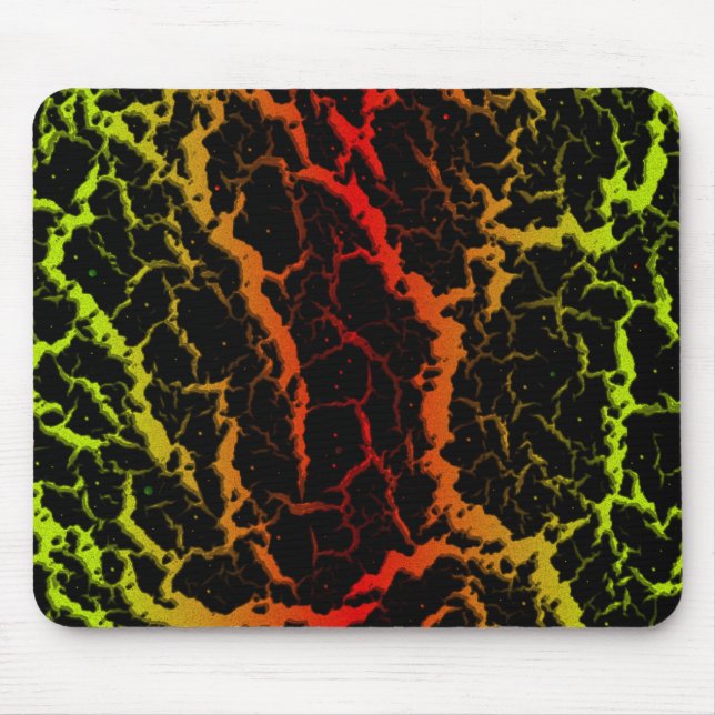 Mousepad Lava de espaço rachada - Limão/Vermelho (Frente)