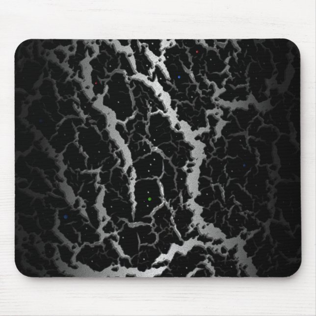 Mousepad Lava do espaço rachado - Branco/Preto (Frente)