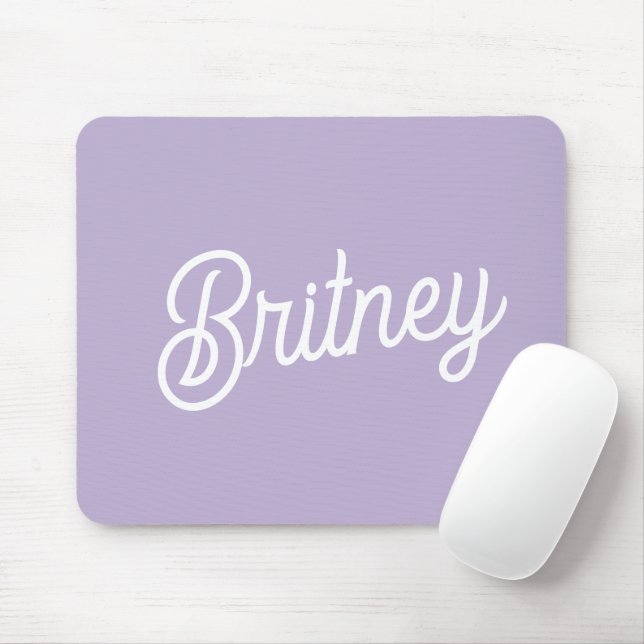 Mousepad Lavanda Chic Personalizada Nome do Monograma Roxo (Com mouse)