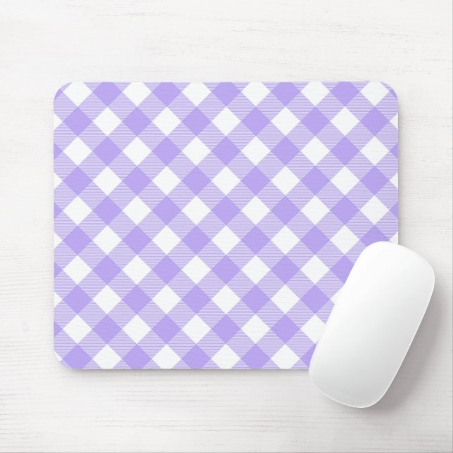 Mousepad Lavanda e Xadrez branca angular (Com mouse)