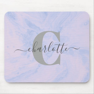 Mousepad Lavanda Lilac Marble Elegante Monograma Nome