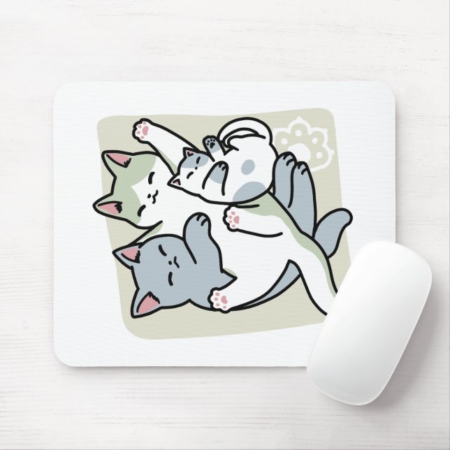 Mousepad Lazer - Design de Gatos Preguiçosos (Com mouse)