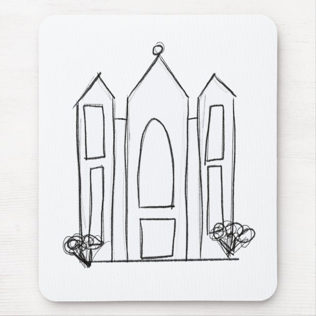 Mousepad LDS Salt Lake City Temple simples mormon moderno (Frente)