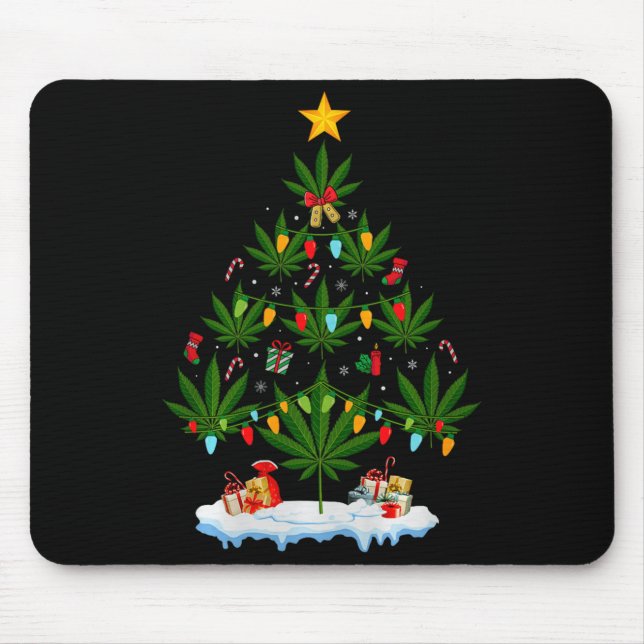 Mousepad Leaf Christmas Tree Weed Stoner Xmas Premium Tri-b (Frente)