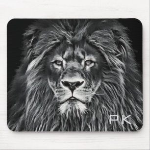 Mousepad Leão de Cinza Majestosa Monograma