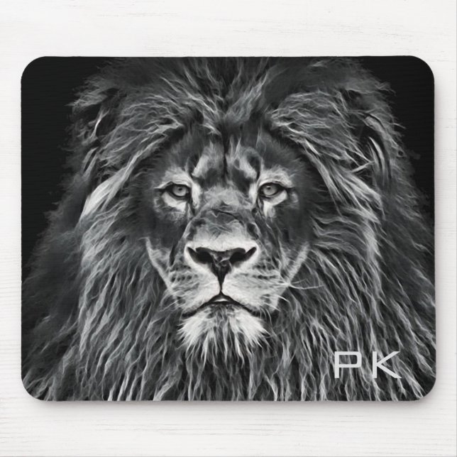 Mousepad Leão de Cinza Majestosa Monograma (Frente)