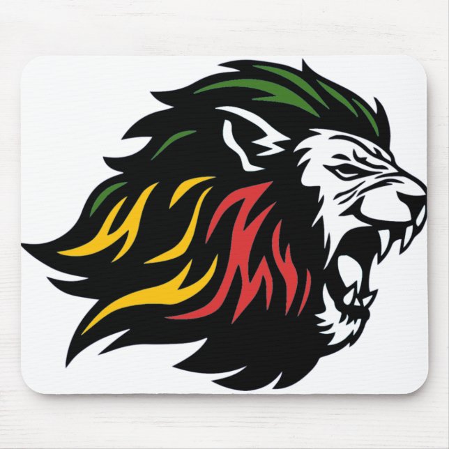 Mousepad Leão de Judá RASTA | Vermelho Dourado Verde (Frente)