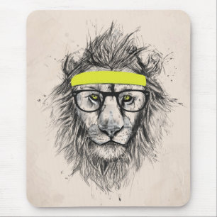 Mousepad Leão do hipster (fundo claro)