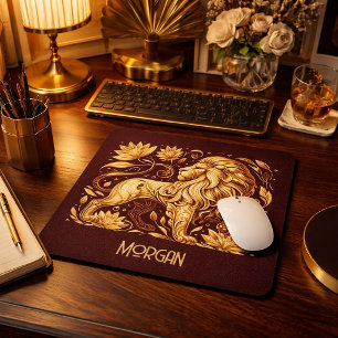 Mousepad Leão Dourado Majestoso Personalizado