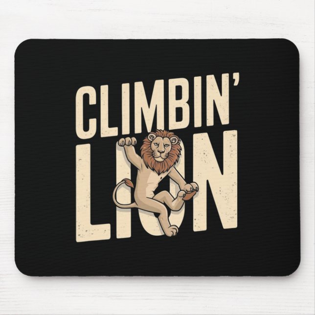 Mousepad Leão Escalador - Escalador Engraçado  (Frente)
