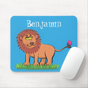 Mousepad Leão feliz com ilustração de desenho animado de