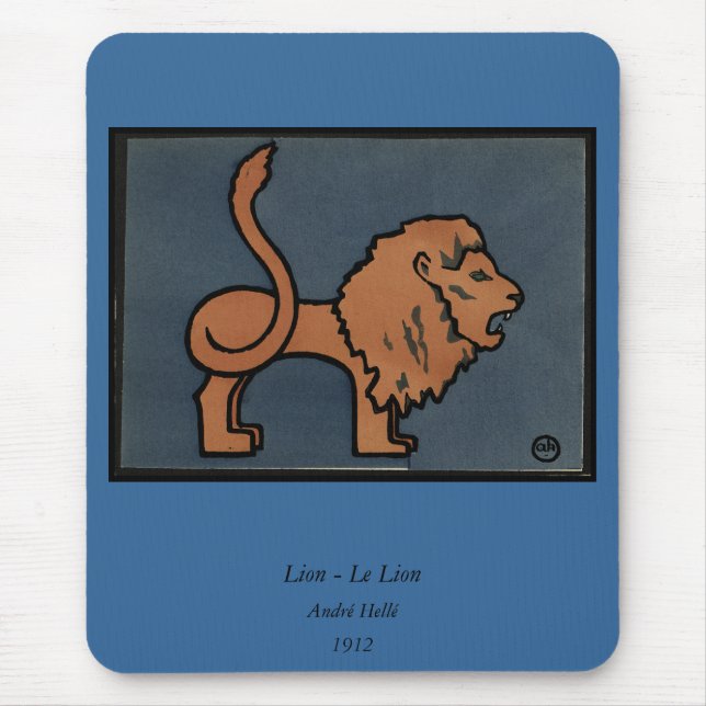 Mousepad Leão - Ilustração de Livro Colorida Antiquária (Frente)