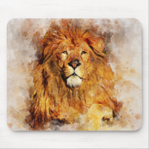 Mousepad Leão Masculino Com Retrato De Grande Maneira De Aq