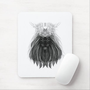 Mousepad Leão Negro com Coroa e Monograma
