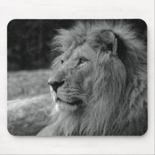 Mousepad Leão Negro e Branco - Animal Selvagem
