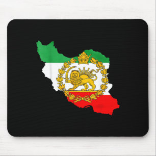 Mousepad leão persa, mapa do Irã, bandeira iraniana, leão &