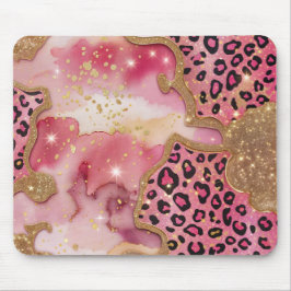 Mousepad Leão Rosa e Brilho Dourado