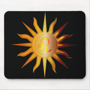 Mousepad Leão Sol Signo do Fogo Mês de Nascimento Preto Ver