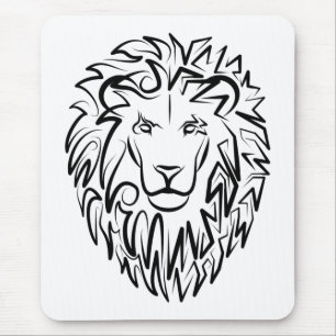 Mousepad Leão Tribal Negro e Branco