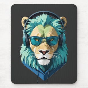 Mousepad Leão Vestindo Hoodie Engraçado Caráter Legal do An