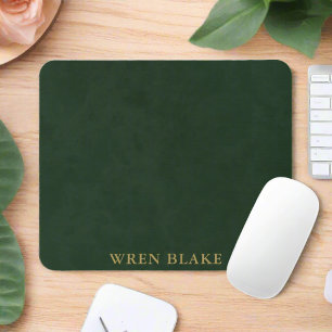 Mousepad Leather Verde Escura Elegante e Nome de Script Dou