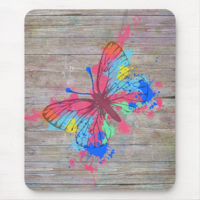 Mousepad Legal aquarelas bonitinhas splatters borboleta vin (Frente)