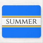 Mousepad Legal Brilho, Bandas de VERMEIRO Brancas Azuis Azu<br><div class="desc">Este divertido design de tempo quente apresenta dentro de fonte preta moderna elegante uma ampla faixa central branca destacada com pinstripes pretas, amarelas e laranja sobre um fundo azul brilhante com SUMMER escrito na design. Torne-o seu: tanto a cor da faixa central como a cor de fundo deste design podem...</div>