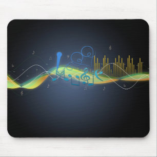 Mousepad Legal efeitos brilhantes notas musicais espirais