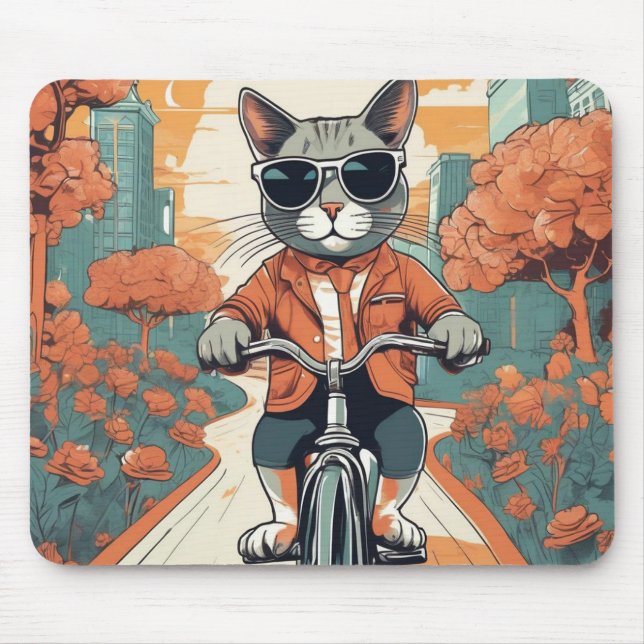 Mousepad Legal Gato com Mouse de Arte Moderna (Frente)