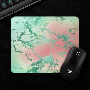 Mousepad Legal Marble   Pastel Coral e Ombre Verde adorávei