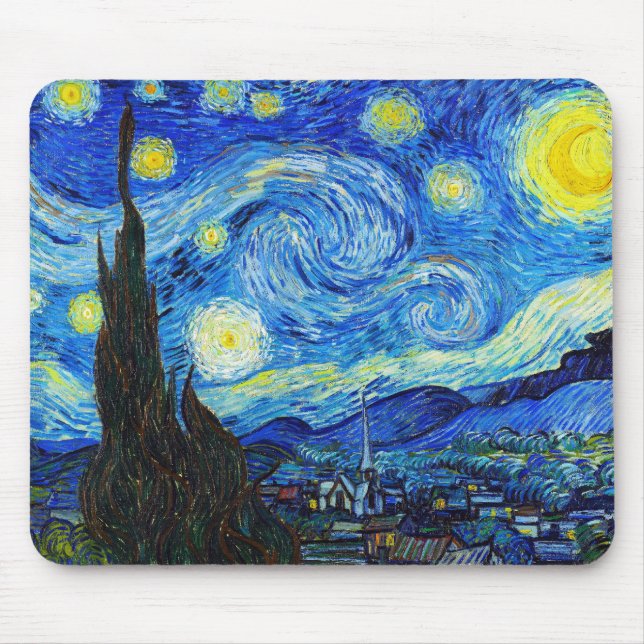 Mousepad Legal noite estelar pintura de Vincent Van Gogh (Frente)