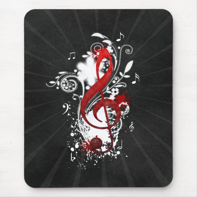 Mousepad Legal notas musicais pontilhadas flores (Frente)