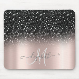 Mousepad Legal Ombre Preto Monograma com Brilho Dourado