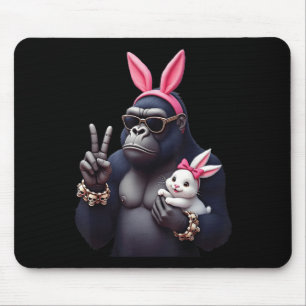 Mousepad Legal Páscoa Engraçado Gorilla Bunny, Bonita &