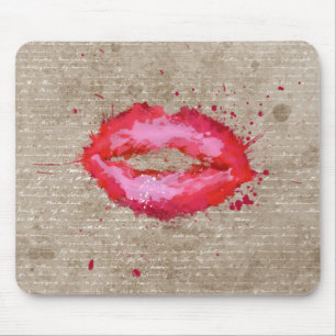 Mousepad Legal tendência vintage aquarelas lábios splatte