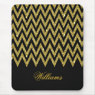 Mousepad Legal trendon chevron zigzag dourado faux glitter