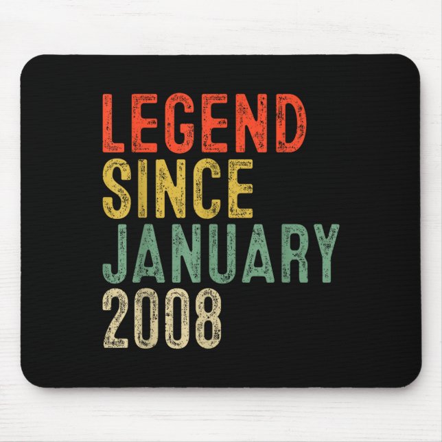 Mousepad Legend Since January 2008 18th Birthday 18 Year Ol (Frente)