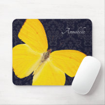 Legenda Yellow Butterfly Black Damask Add Name