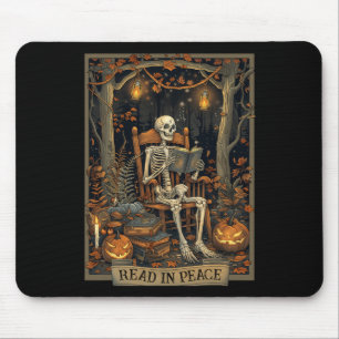 Mousepad Leia Em Paz: Skeleton Halloween Lê Livros Banidos
