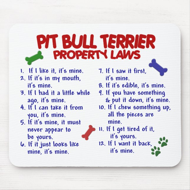 Mousepad Leis 2 da propriedade de TERRIER de PITBULL (Frente)