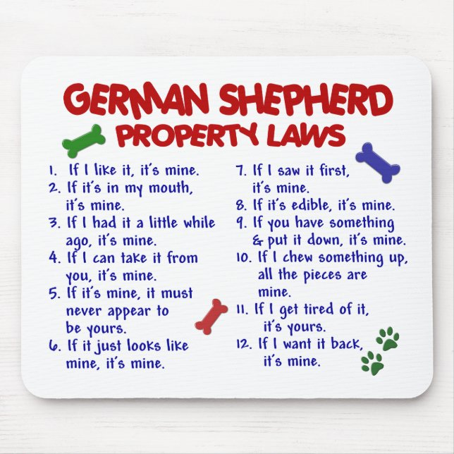 Mousepad Leis 2 da propriedade do GERMAN SHEPHERD (Frente)