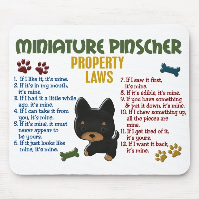 Mousepad Leis 4 da propriedade do Pinscher diminuto (Frente)
