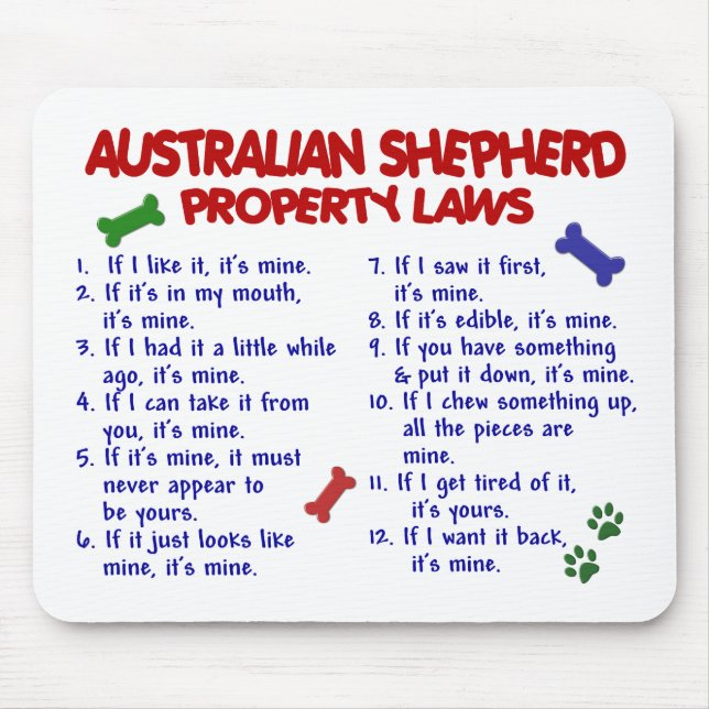 Mousepad Leis AUSTRALIANAS 2 da propriedade do PASTOR (Frente)