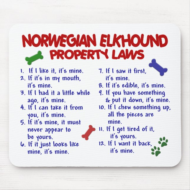 Mousepad Leis NORUEGUESAS 2 da propriedade de ELKHOUND (Frente)
