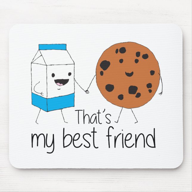Mousepad Leite e Cookies Melhores Amigos BFF Amizade Arte (Frente)