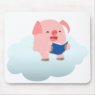 Mousepad Leitor bonito do porco dos desenhos animados na