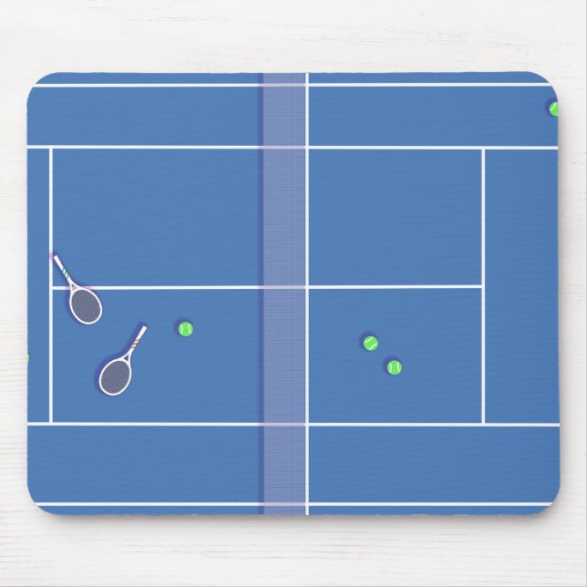 Mousepad Leitor de Tênis Moderno do Preppy Tênis Court Azul (Frente)
