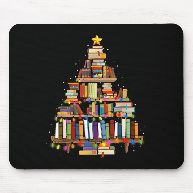 Mousepad Leitura de Bibliotecas de Luzes de Árvore de Natal (Frente)
